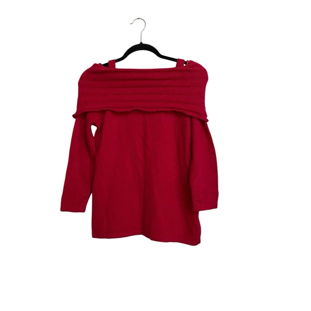 Cable & Gauge Angora Blend Off Shoulder Sweater Red Size M